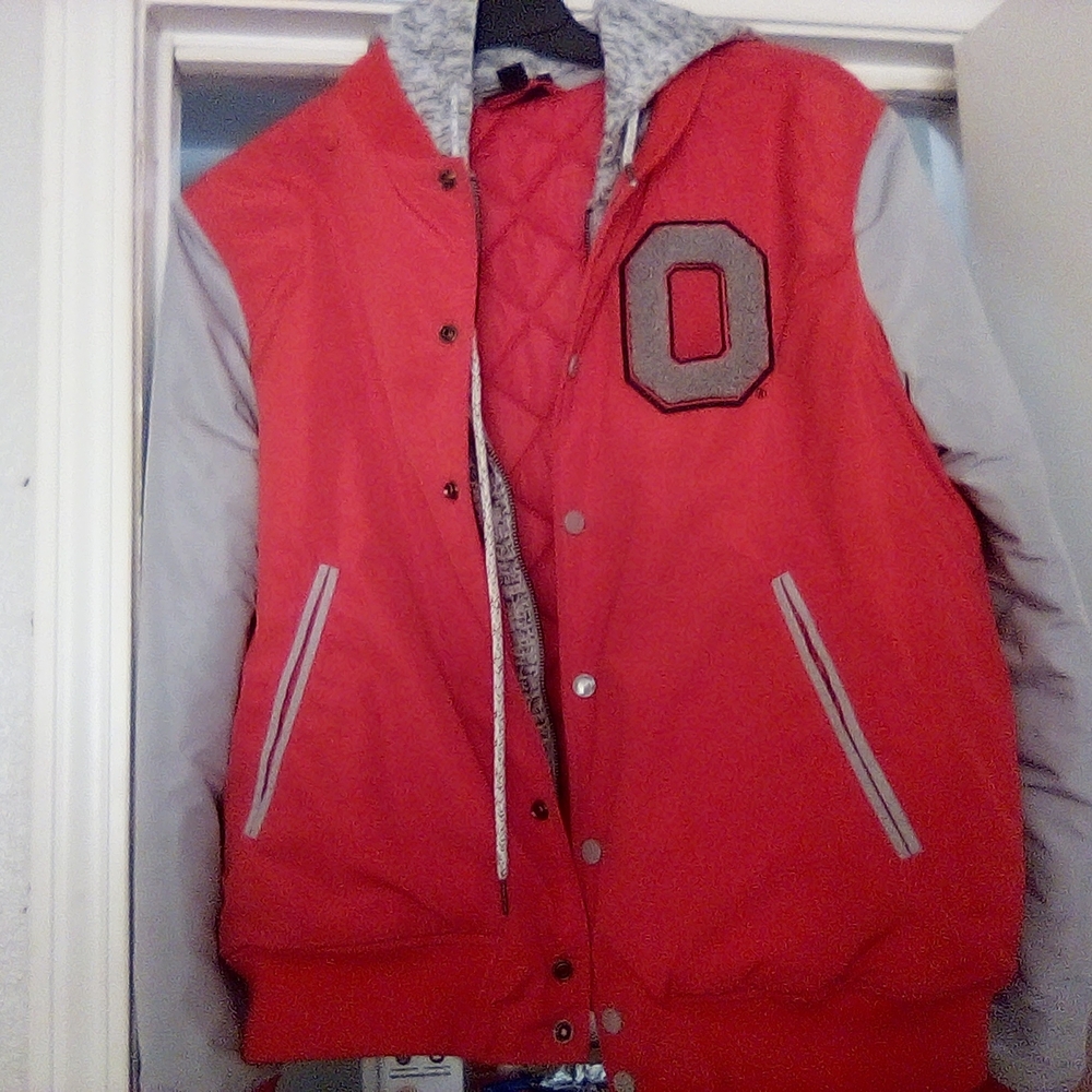 Red and Gray Varsity Ohio State Buckeyes Bomber Jacket (Unisex)